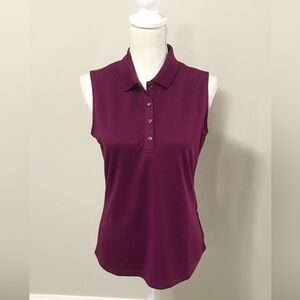 NWT Callaway Sleeveless Opti Dry Golf Polo Top in Deep Plum